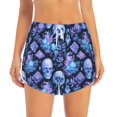 thumbnail image 2 of Balery Skull blue crystal flower Pantalones cortos deportivos para mujer con forro y dos bolsillos, elásticos, para entrenamiento, gimnasio, yoga-XX-Large, 2 of 7