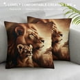 thumbnail image 3 of Leisuo  Loving Lion and Cub Throw Pillow Cover Wildlife Animal Family Couple King Sketch Pillow Case Decorative Square Cushion for Home Couch Bed, 3 of 5