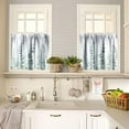 thumbnail image 3 of Green Leaves Kitchen Valance Curtain Set, Spring Summer Botanical Plants Farmhouse Watercolor Sage Eucalyptus Leaf Window Valances and Tier Set for Living Room Décor 54''x18'' & 27''x24''x2, 3 Panels, 3 of 4