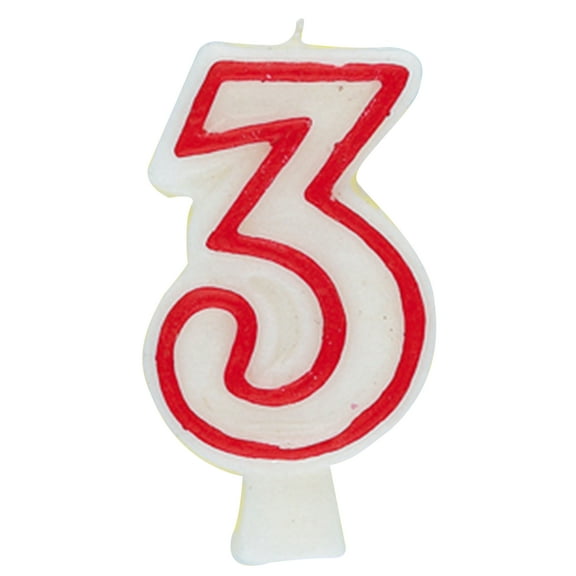 Unique Industries Number 3 Shaped White Birthday Candle, 2.75"