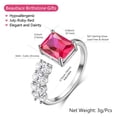 thumbnail image 3 of Beautlace 925 Sterling Silver Birthstone Ring,Adjustable Square Zirconia Band Ring Jewelry Gifts for Women, 3 of 9