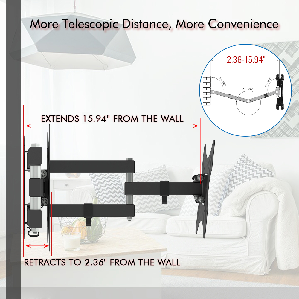 26-50" Adjustable Wall Mount Bracket Rotatable TV Stand TMX200 with Spirit Level