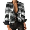 thumbnail image 2 of DailyTrove Women's Houndstooth Plaid Cropped Blazer, Chic Outerwear for Office Commute & Night Outings for women, 2 of 5