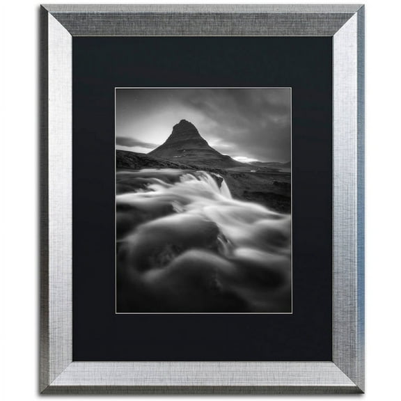 Trademark Fine Art "Kirkjufell" Canvas Art by Mathieu Rivrin, Black Matte, Silver Frame