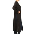 thumbnail image 3 of Imagenation Solid Ribbed Long Sleeve Cardigan with Slit Sides, Small, Black, 3 of 4