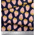 thumbnail image 3 of Soimoi Blue Rayon Fabric Strawberry Fruits Decor Fabric Printed Yard 56 Inch Wide, 3 of 3