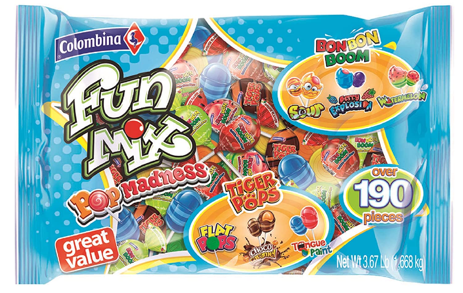 2 Pack Colombina Candies Assorted fun pops candy Pop Bulk Hard Candy