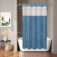 thumbnail image 2 of No Hook Shower Curtain, Abstract Polka Dot Shower Curtains for Bathroom with See Through Top Window, Geometric Dotted Stripes Vintage Blue Waterproof & Washable Bath Curtain Small Stall 36"x78", 2 of 9