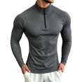 thumbnail image 2 of VgaVtl Long Sleeve Tee Shirts for Men Athletic Fall Winter Zip-Up Casual Gray Stretch Turtleneck Shirts for Men Slim, 2 of 6