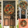 thumbnail image 3 of Artificial Fall Wreaths for Front Door Rustic Autumn Wreath with Pumpkin,Rose,Berry Branchesm,Mixed Leaves Thanksgiving Wreath Fall Door Wreath for Halloween Thanksgiving Indoor Outdoor Decor (D17.7), 3 of 5