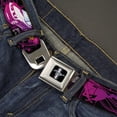thumbnail image 2 of Ford Belt, Seatbelt Buckle Belt, Mustang Silhouette Pony Girl Flowers Black Fuchsias, Youth 22 to 32 Inches, 2 of 9