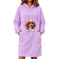 thumbnail image 3 of LWFFDAW Long Pet Pouch Hoodie Dress for Women with Dog Carrier Pockets Oversized Hoodie Fall Winter Loose Casual Hooded Sweatshirt Dress, 3 of 10