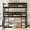 Black, variant on HICOMILA Detachable Triple Twin Rubber Wood Bunk Bed with Dual Built-In Ladders & Full Guardrails, Vertical Space Saving Three Tier Solid Wood Bed, American Minimalist Style, Black
