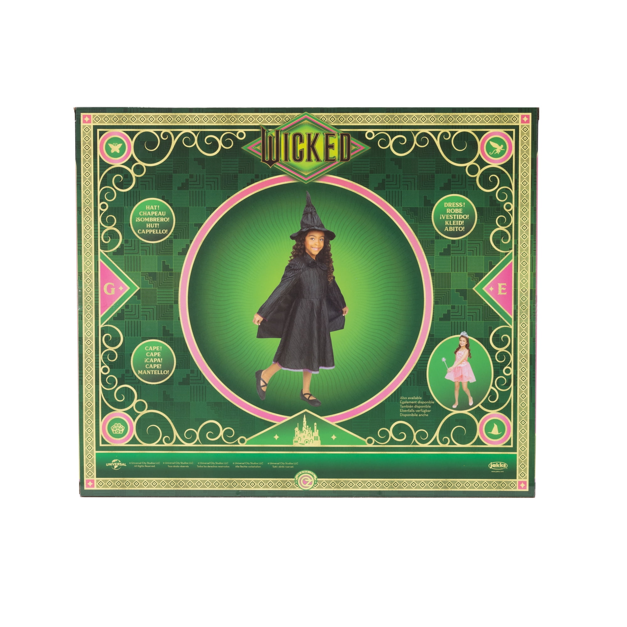 Universal's Wicked Deluxe Elphaba Black Dress & Accessories Girl Child Dress up Set