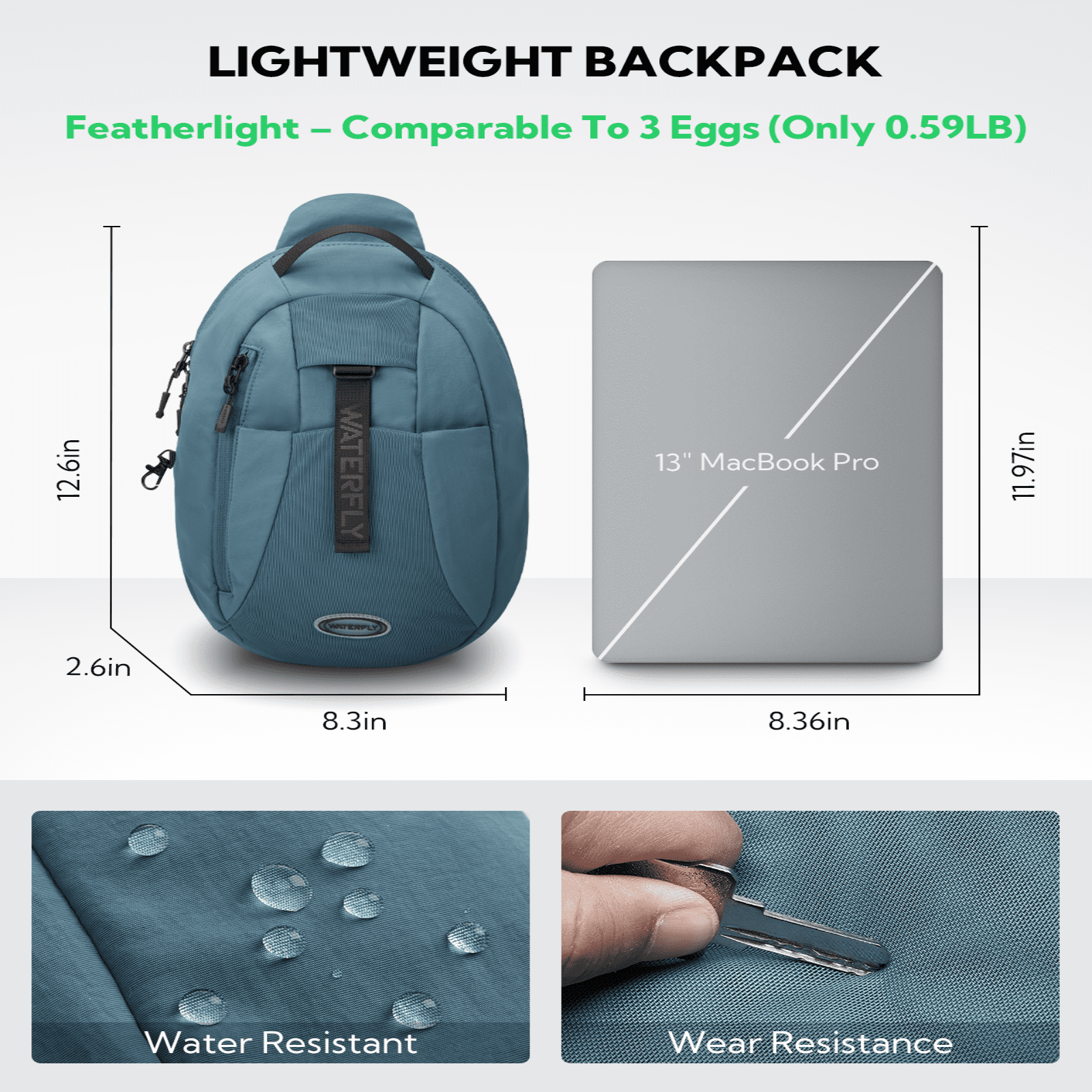 WATERFLY Unisex RFID Blocking Anti Theft Travel Sling Cross-Body Shoulder Chest Bag,Blue