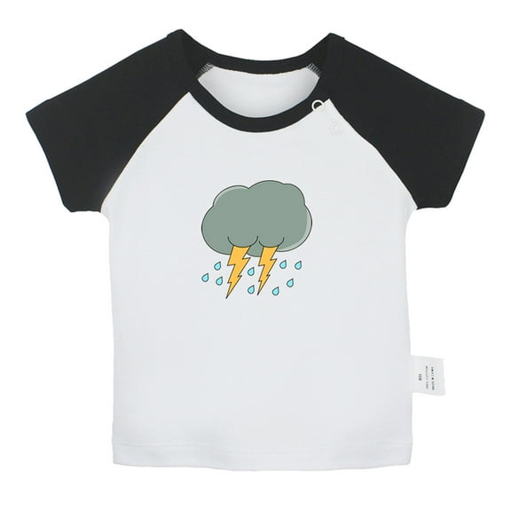 Nature Thunder Pattern T shirt For Baby, Newborn Babies T-shirts, Infant Tops, 0-24M Kids Graphic Tees Clothing (Short Black Raglan T-shirt, 0-6 Months)