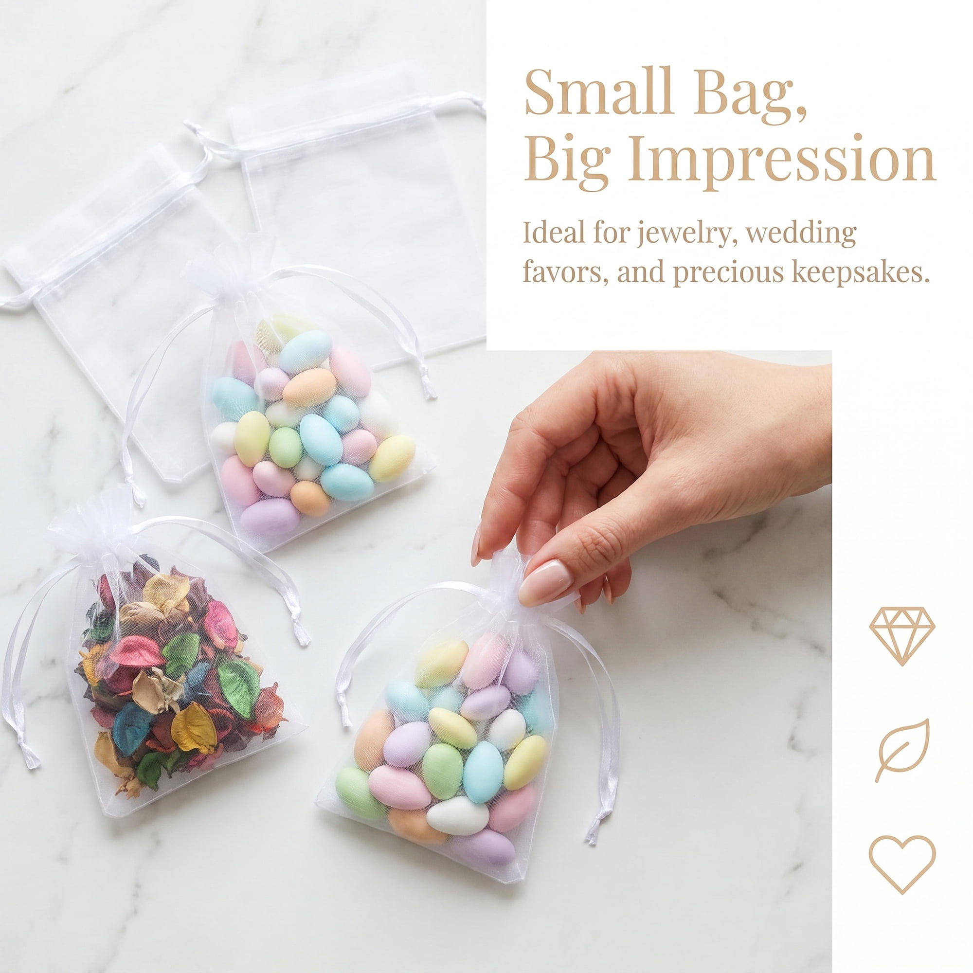 Unique Bargains Multi-Purpose Gift Bags with Handles for Events White 3.5" x 4.7"