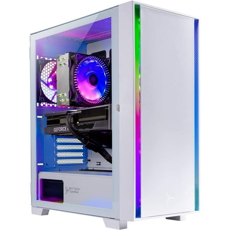 Skytech Shiva Gaming PC Desktop – AMD Ryzen 5 5600X 3.7 GHz, NVIDIA RTX 4060 Ti, 1TB NVME SSD, 16GB DDR4 RAM 3200, 600W Gold PSU, 11AC Wi-Fi, Windows 11 Home 64-bit,White
