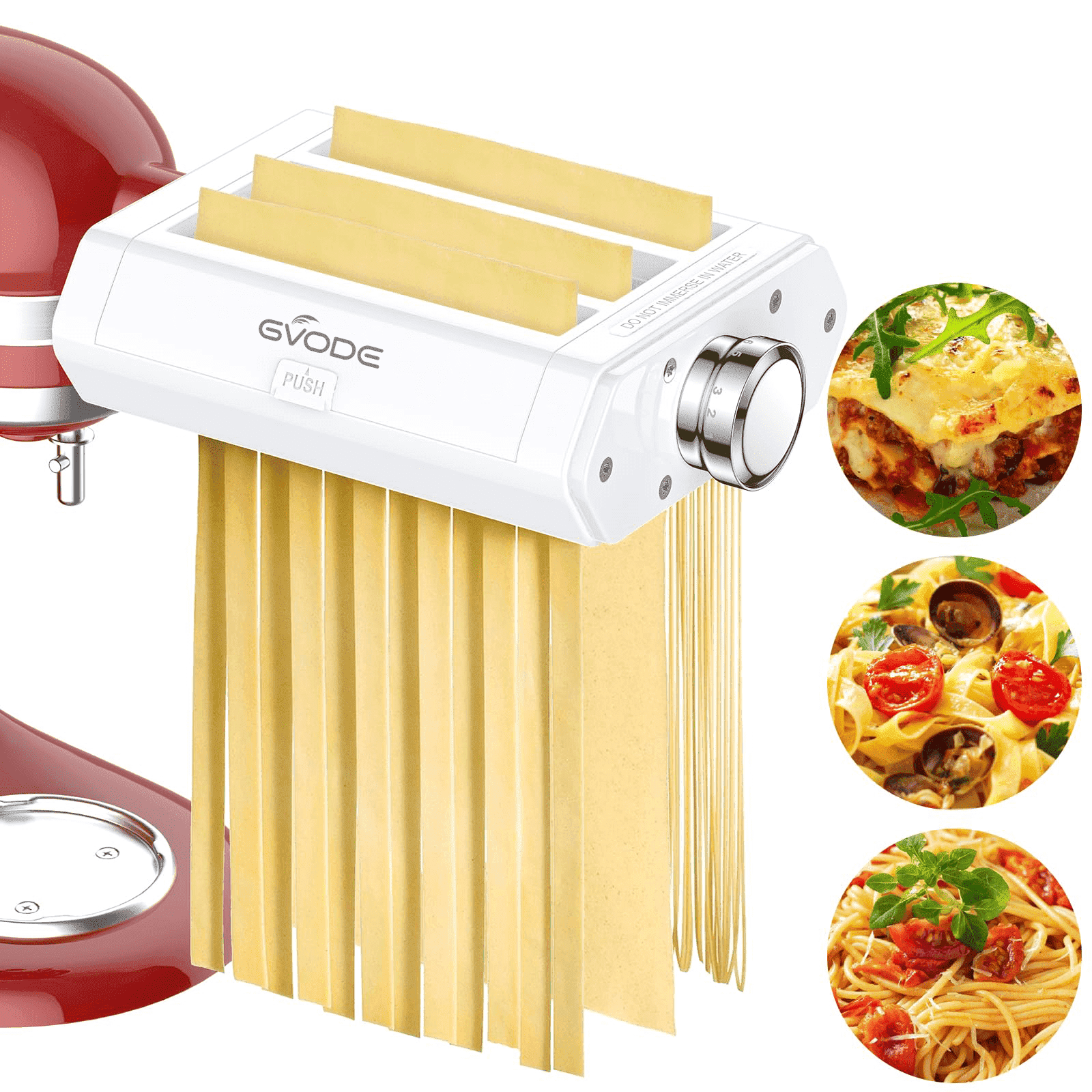 GVODE 3-in-1 Pasta Maker Attachment for KitchenAid Stand Mixer with Roller, Spaghetti and Fettuccine Cutters