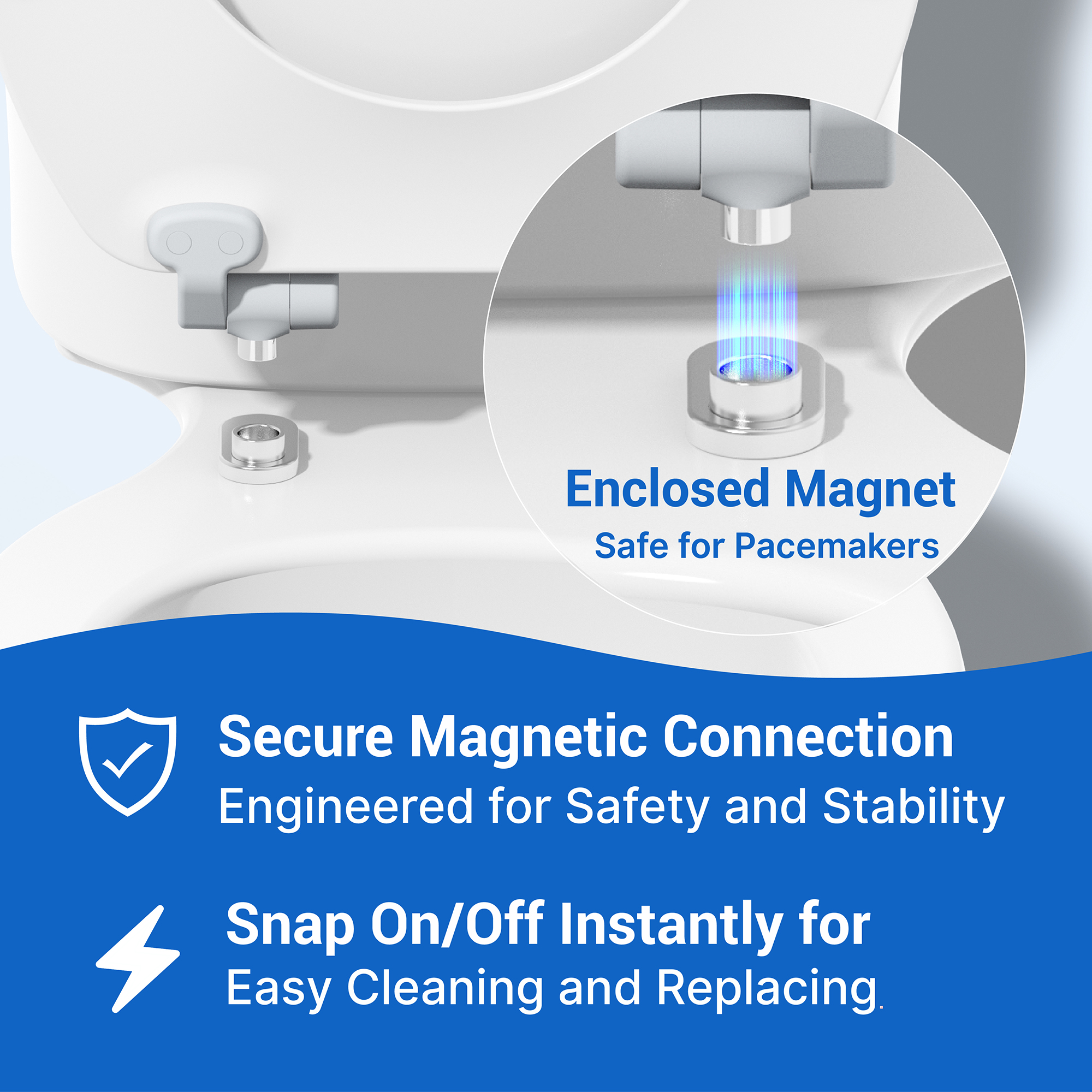 Topseat TSPR000R Pro Wood Toilet Seat Round, White, Magnetic Quick-Release Easy-Clean and Change, Slow Close, StainShield High-Gloss Finish, Arch-Tite Never Loosens, Adjustable Fit, Secure Grip