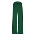 thumbnail image 5 of Womens Straight Wide Leg Pants Casual Drawstring High Waist Trousers Solid Color Loose Lounge Pockets Bottoms (Green L), 5 of 6