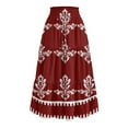 thumbnail image 5 of Yucgh Women's Tiered Flowy Floral Skirt with Drawstring High Waist, Pleated Midi Beach Skirt, Lightweight Summer Long Casual Skirt,Wine,M, 5 of 6