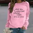 thumbnail image 2 of UJNDER Women's Fashion Solid Color Crewneck Sweatshirt Letter Print Long Sleeve Loose Fit Casual Pink XXL, 2 of 5