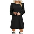 thumbnail image 2 of Women Knit Dress Puff Long Sleeve Dress For Fall Winter Round Neck Casual Tunic Dress Aline Summer Dresses for Women Mature Womens Dresses Long Summer Dresses for Women Beach Dress for Women Womens, 2 of 5