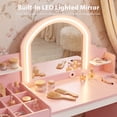thumbnail image 4 of LINLUX Kids Vanity Table and Chair Set,Princess Makeup Dressing Table with Tempered Glass Mirror,Storage Organizer,Gift for Girls,Pink, 4 of 9