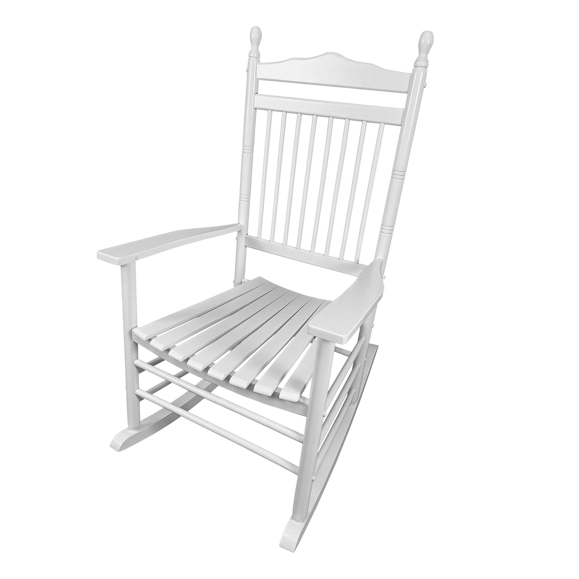 Adult Wooden Rocking Chair, Solid Hardwood Balcony Leisure Rocker for Patio Deck Garden, White