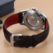 BERNY Men's Automatic Watch, Leather Strap Mechanical Watch with Date, Super Luminous, Sapphire Crystal, 10ATM Waterproof, Fashion Casual Wristwatch for Men (Red)