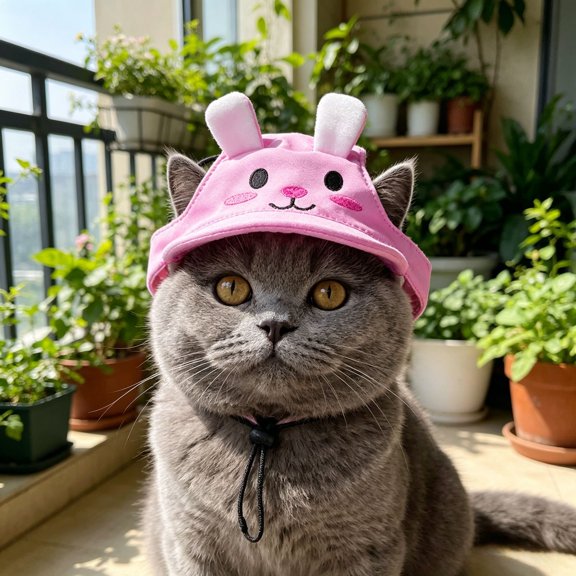 QIUXUJ-Cute Bunny Style Pet Sun Hat Adjustable UV Protection Breathable Outdoor Visor Cap for Small Dog Cat Walking Travel (S)