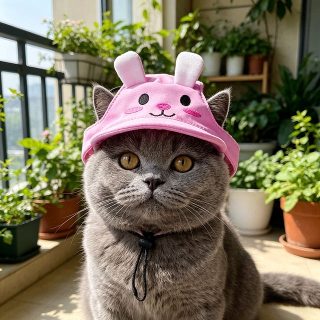 Tong Sun Hat For Cats With Ear Holes Adjustable Breathable Cute Summer