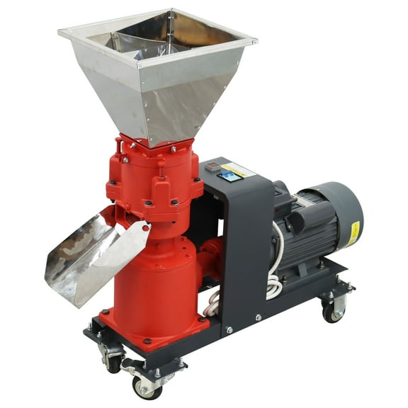 8MM Feed Pellet Mill Machine Poultry Chicken Fish Feed Granulator with 3 Head Press Roller 330LBS/H 220V