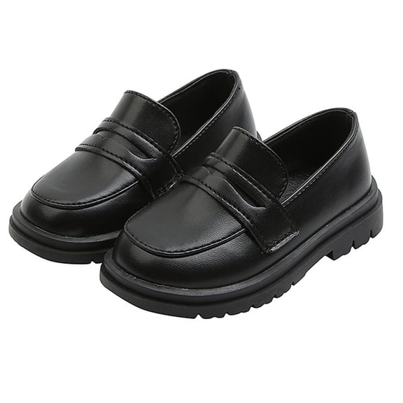 Black Infant Leather Shoes With British Flair And Soft Sole, Ideal For First Steps And Special Occasions Ages 1-2 Years