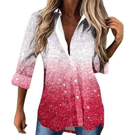 FYEGRE Stylish Festival Floral Printed Boho Cardigan with Shirt Collar Long Sleeve for Comfortable Casual Daily Wear Hot Pink XL