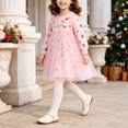thumbnail image 2 of Girls Long Sleeve Mesh Tulle Dress Christmas Themed Loose Fit Layered Skirt Daily Party Dresses, 2 of 9