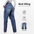 thumbnail image 4 of MEZZALL Solid Color Women High Waist Maternity Jeans Pregnancy Comfort Stretch Denim Over Belly Pants Loose Fit Straight Leg Casual Trousers Soft Pregnant Trousers, 4 of 8