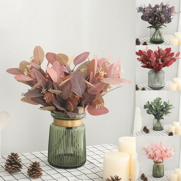 SPRING PARK Artificial Greenery Stems Eucalyptus Leaf Spray Elegant Faux Silk Flower Plants Floral for Home Party Wedding Decoration
