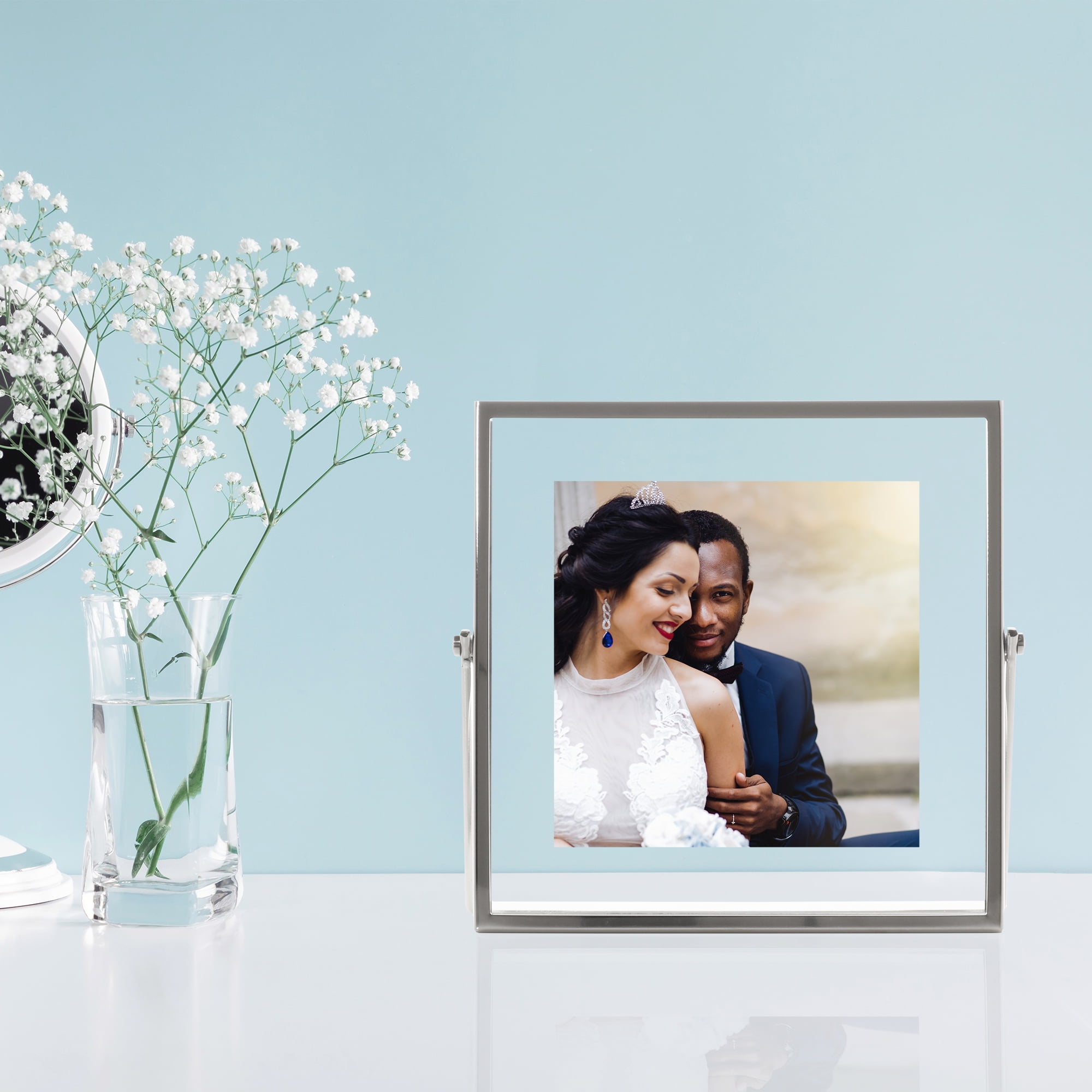 4x4 Silver Metal Easel Float Picture Frame - Walmart.com
