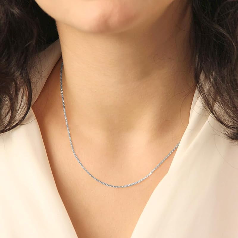 925 Sterling Silver Cable Chain 1MM Italian Cable Chain Necklace for Women Men 18, 20, 22, 24, 26 Inches