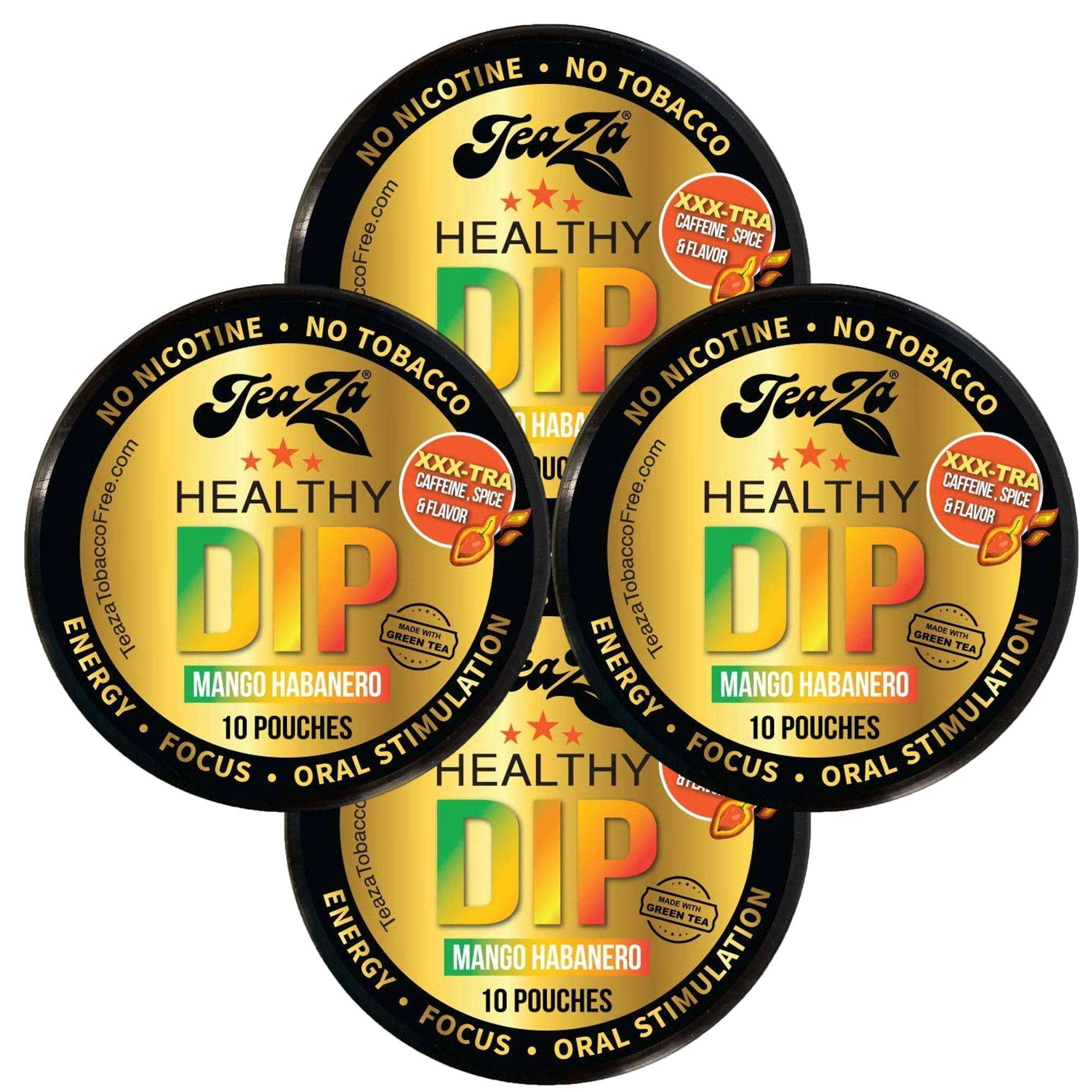 Teaza Herbal Energy Pouches Mango Habanero Puck 4 Cans