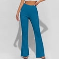 thumbnail image 5 of hoksml Women's High Waist Flare Pants, Solid Color Stretch Yoga Pants with Back Zipper, 5 of 8