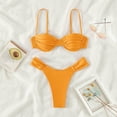 thumbnail image 4 of YIFUNIN Women's Sexy Bandeau Bikini Set Two Piece Swimsuit with Strapless Top for Women Beach Pool Tanning Vacation,Orange L, 4 of 5