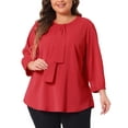 thumbnail image 1 of Blusa de chiffon con volantes de cuello redondo para mujer de tallas grandes Agnes Orinda, blusa de oficina 4X roja, 1 of 5