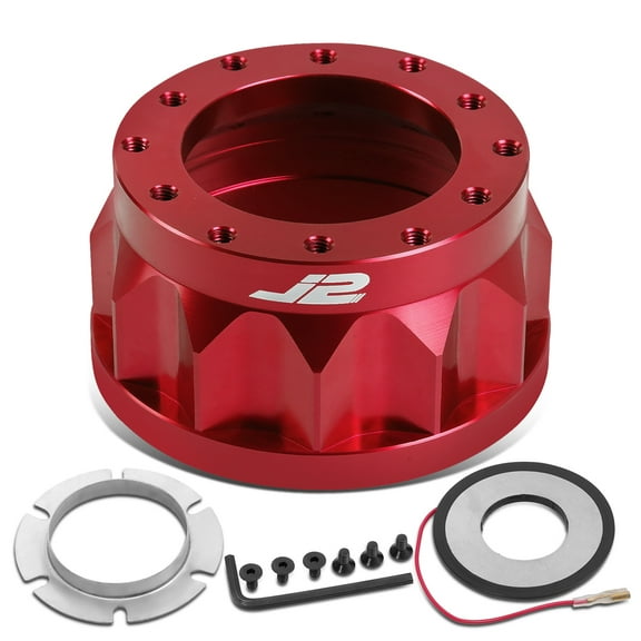 J2 Engineering J2-HUB-OH90-RD J2 For 1988 to 1993 Honda Civic CRX Acura Integra 2" Red Aluminum Steering Wheel 6-Hole Hub Adapter 89 90 91 92