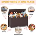 thumbnail image 4 of Kids Toy Box for Boys Girls, SESSLIFE Wooden Toy Box with Safety-Hinged Lid, Toy Organizer and Bench for Playroom, Bedroom, or Toddler Room, Supports up to 160 lbs, Espresso, 4 of 8