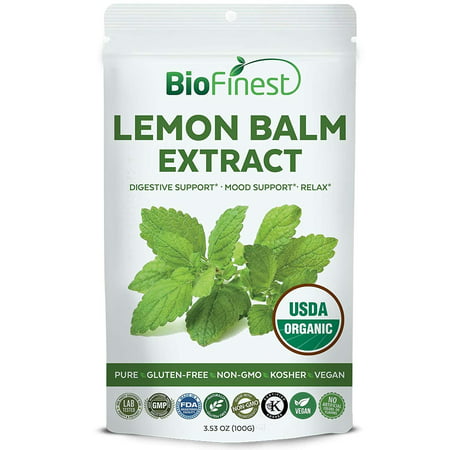 Biofinest Lemon Balm Extract Powder - USDA Certified Organic Pure Gluten-Free Non-GMO Kosher Vegan Friendly - Herb Supplement for Calming, Mood Uplifting, Skin Health, Digestion