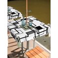 thumbnail image 2 of Outdoor Tablecloth with Umbrella Hole for Patio/Picnic/Party/Camping, Sage Green Geometric Waterproof Table Cloth Square Cover Washable, Black Grey Abstract Striped Modern Art (60"x 60"), 2 of 8