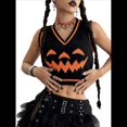 thumbnail image 1 of Suéter de Halloween de Talla Grande para Mujer, Chaleco con Estampado de Fantasmas, Cuello en V, Sin Mangas, de Punto, Camisetas Sin Mangas Negro S, 1 of 10